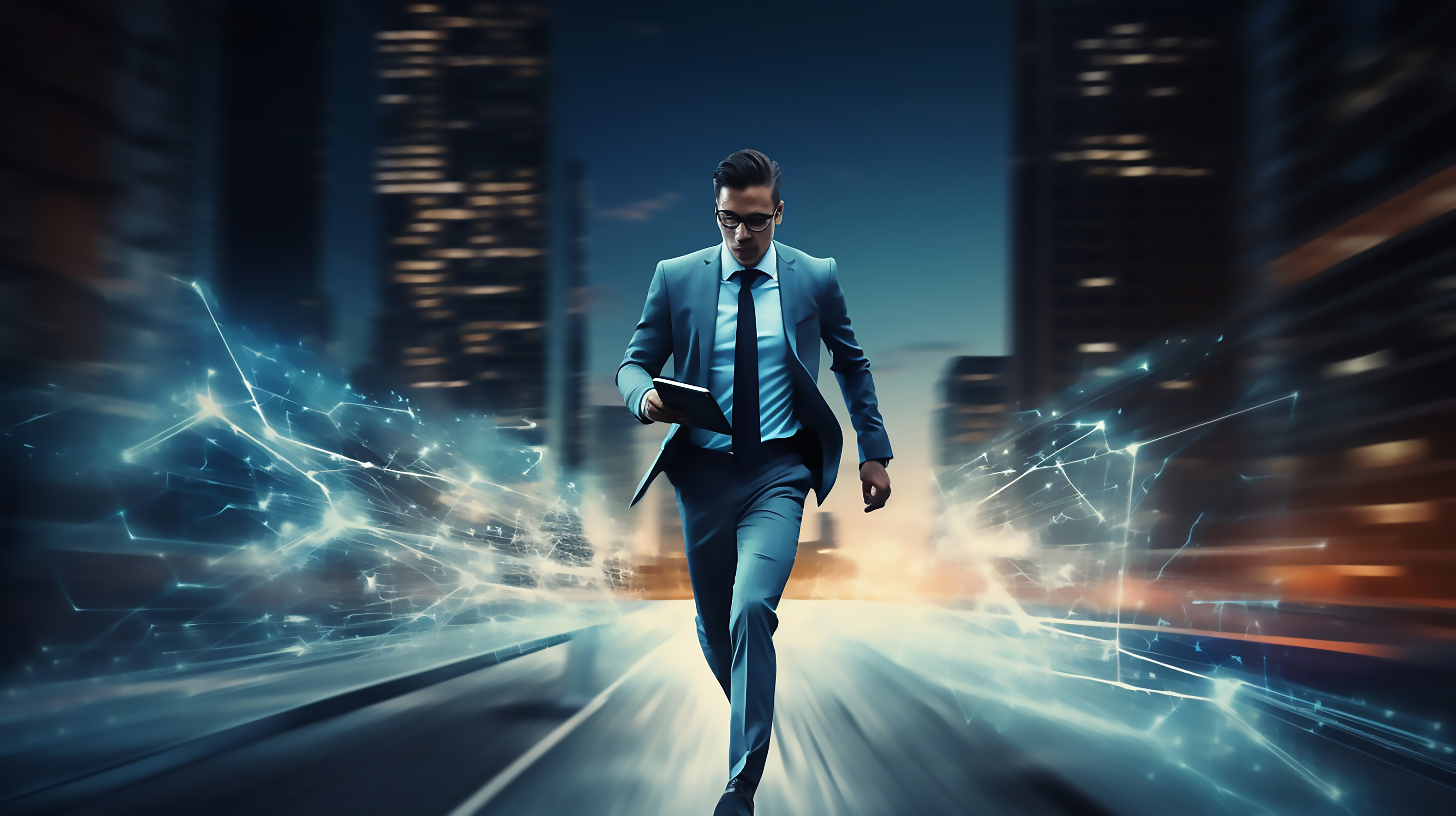 business-man-running-with-device-data-concept